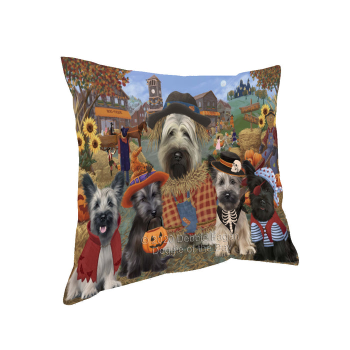 Halloween 'Round Town Skye Terrier Dogs Pillow with Top Quality High-Resolution Images - Ultra Soft Pet Pillows for Sleeping - Reversible & Comfort - Ideal Gift for Dog Lover - Cushion for Sofa Couch Bed - 100% Polyester
