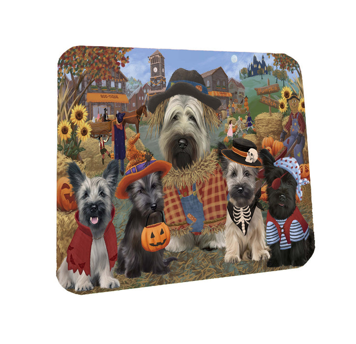 Halloween 'Round Town Skye Terrier Dogs Coasters Set of 4 CSTA58203