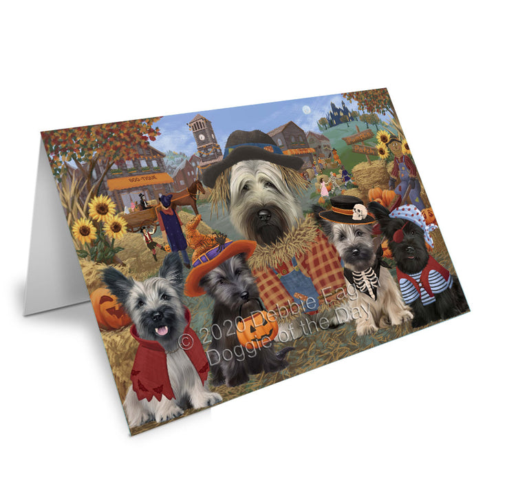 Halloween 'Round Town Skye Terrier Dogs Handmade Artwork Assorted Pets Greeting Cards and Note Cards with Envelopes for All Occasions and Holiday Seasons