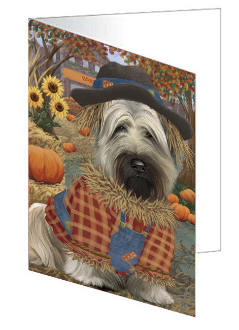 Halloween 'Round Town Skye Terrier Dog Handmade Artwork Assorted Pets Greeting Cards and Note Cards with Envelopes for All Occasions and Holiday Seasons