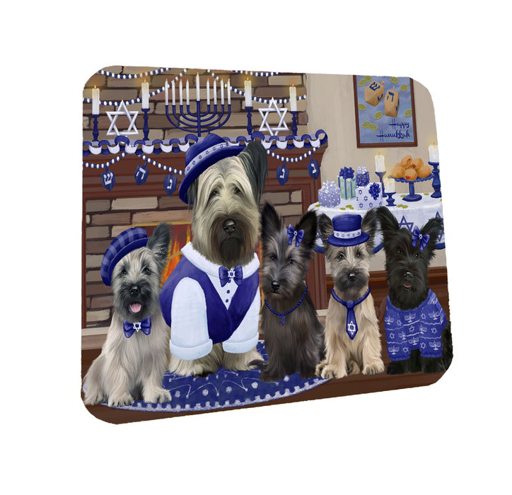 Happy Hanukkah Family Skye Terrier Dogs Coasters Set of 4 CSTA57881