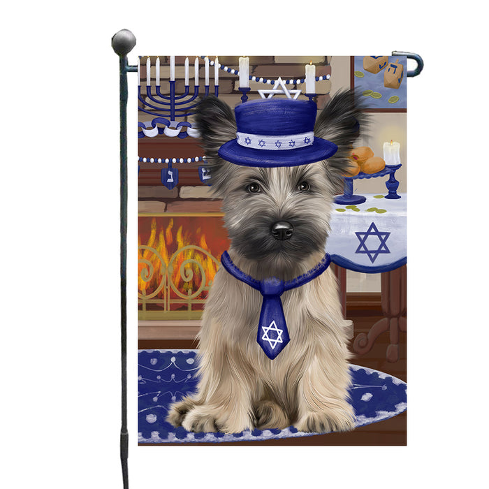 Happy Hanukkah Skye Terrier Dog Garden Flags Outdoor Decor for Homes and Gardens Double Sided Garden Yard Spring Decorative Vertical Home Flags Garden Porch Lawn Flag for Decorations