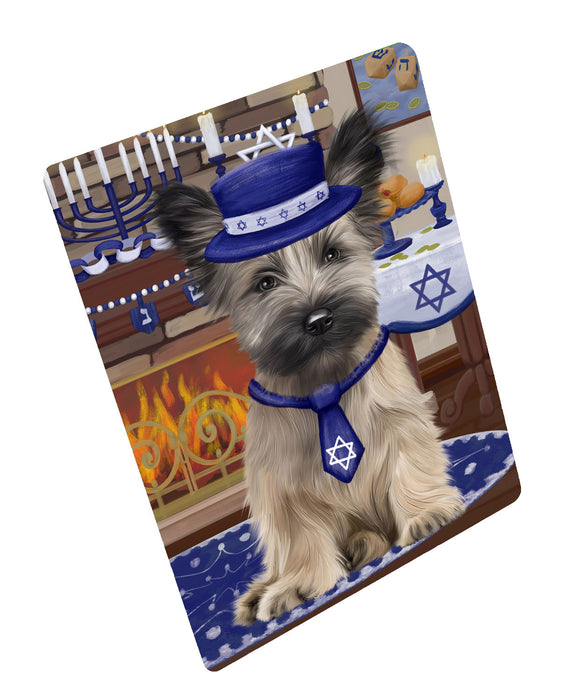 Happy Hanukkah Family Skye Terrier Dog Cutting Board - For Kitchen - Scratch & Stain Resistant - Designed To Stay In Place - Easy To Clean By Hand - Perfect for Chopping Meats, Vegetables