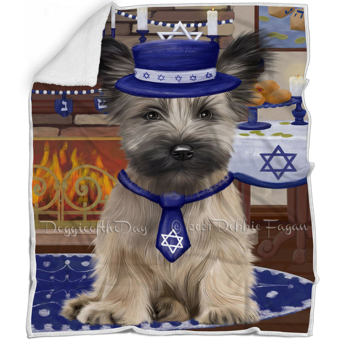 Happy Hanukkah Skye Terrier Dog Blanket BLNKT144054