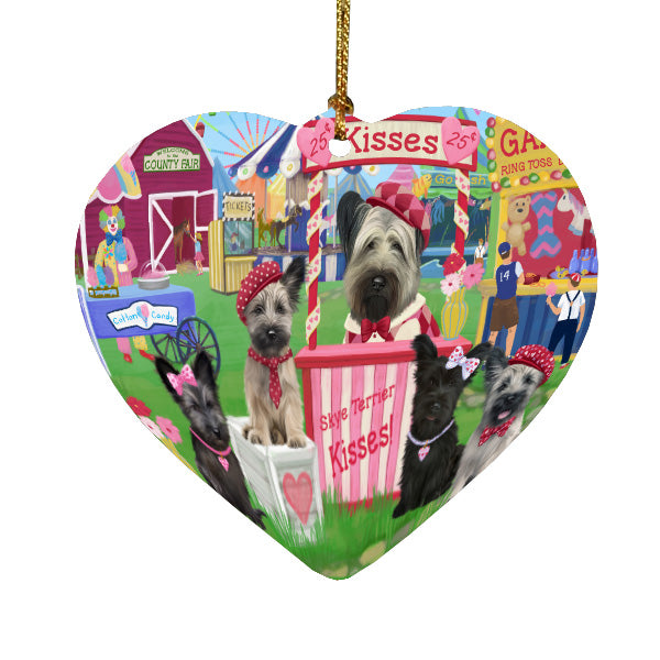 Carnival Kissing Booth Skye Terrier Dogs Heart Christmas Ornament HPORA58956
