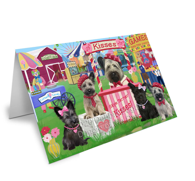 Carnival Kissing Booth Skye Terrier Dogs Handmade Artwork Assorted Pets Greeting Cards and Note Cards with Envelopes for All Occasions and Holiday Seasons