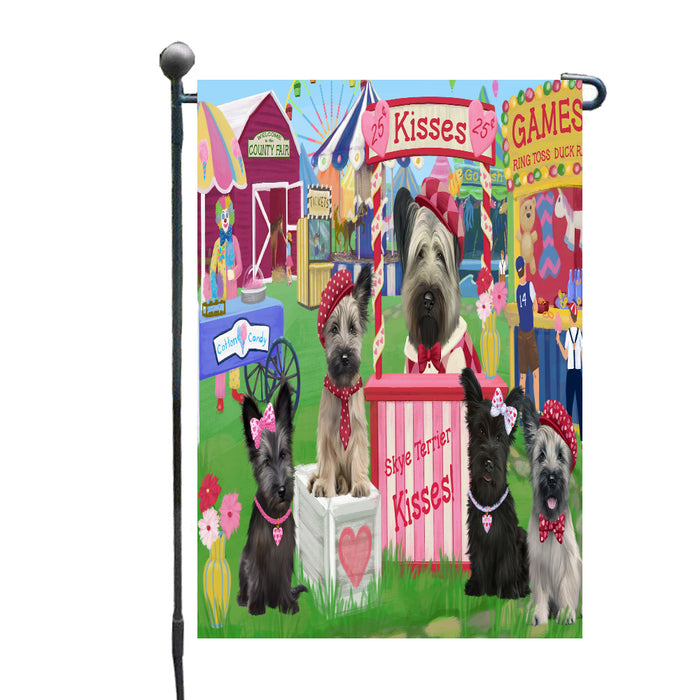 Carnival Kissing Booth Skye Terrier Dogs Garden Flags Outdoor Decor for Homes and Gardens Double Sided Garden Yard Spring Decorative Vertical Home Flags Garden Porch Lawn Flag for Decorations