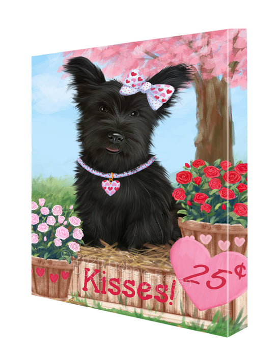 Rosie 25 Cent Kisses Skye Terrier Dog Canvas Wall Art - Premium Quality Ready to Hang Room Decor Wall Art Canvas - Unique Animal Printed Digital Painting for Decoration CVS297