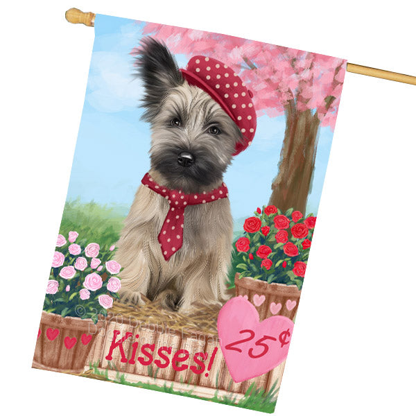 Rosie 25 Cent Kisses Skye Terrier Dog House Flag Outdoor Decorative Double Sided Pet Portrait Weather Resistant Premium Quality Animal Printed Home Decorative Flags 100% Polyester FLG69118