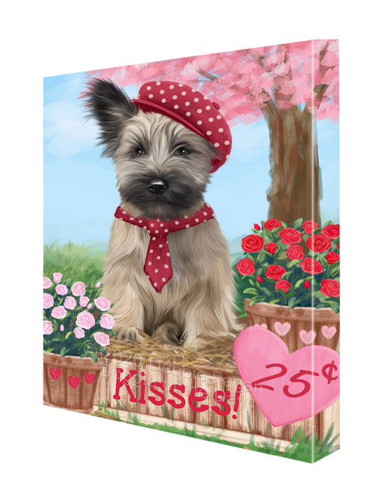 Rosie 25 Cent Kisses Skye Terrier Dog Canvas Wall Art - Premium Quality Ready to Hang Room Decor Wall Art Canvas - Unique Animal Printed Digital Painting for Decoration CVS298