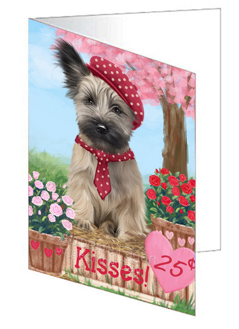 Rosie 25 Cent Kisses Skye Terrier Dog Handmade Artwork Assorted Pets Greeting Cards and Note Cards with Envelopes for All Occasions and Holiday Seasons