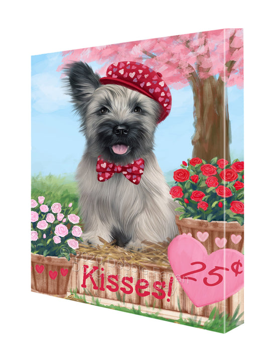 Rosie 25 Cent Kisses Skye Terrier Dog Canvas Wall Art - Premium Quality Ready to Hang Room Decor Wall Art Canvas - Unique Animal Printed Digital Painting for Decoration CVS299