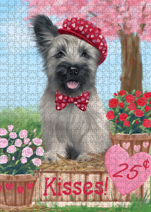 Rosie 25 Cent Kisses Skye Terrier Dog Portrait Jigsaw Puzzle for Adults Animal Interlocking Puzzle Game Unique Gift for Dog Lover's with Metal Tin Box PZL594
