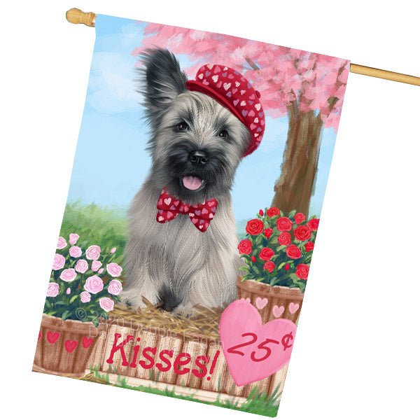 Rosie 25 Cent Kisses Skye Terrier Dog House Flag Outdoor Decorative Double Sided Pet Portrait Weather Resistant Premium Quality Animal Printed Home Decorative Flags 100% Polyester FLG69119