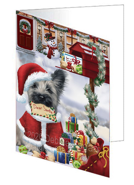 Christmas Dear Santa Mailbox Skye Terrier Dog Handmade Artwork Assorted Pets Greeting Cards and Note Cards with Envelopes for All Occasions and Holiday Seasons