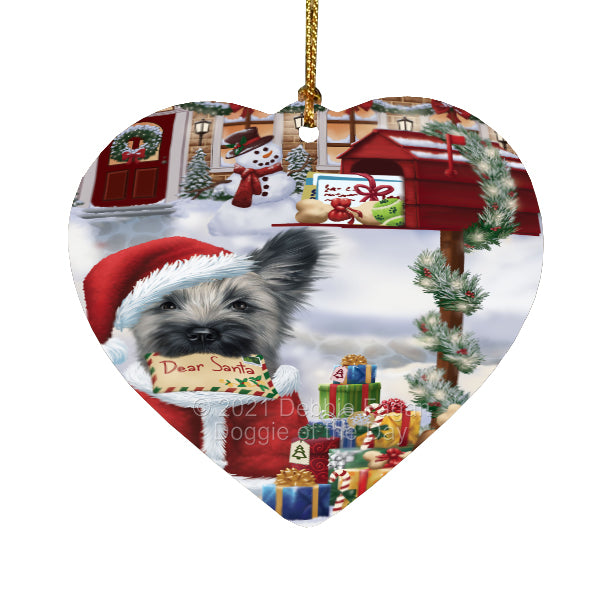Christmas Dear Santa Mailbox Skye Terrier Dog Heart Christmas Ornament HPORA59007