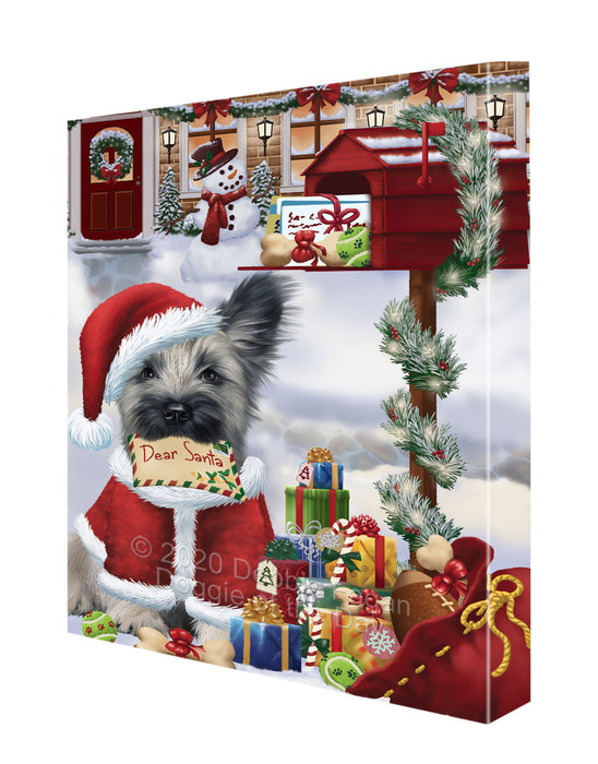 Christmas Dear Santa Mailbox Skye Terrier Dog Canvas Wall Art - Premium Quality Ready to Hang Room Decor Wall Art Canvas - Unique Animal Printed Digital Painting for Decoration CVS276