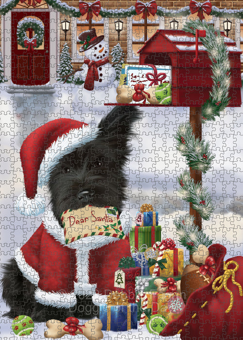 Christmas Dear Santa Mailbox Skye Terrier Dog Portrait Jigsaw Puzzle for Adults Animal Interlocking Puzzle Game Unique Gift for Dog Lover's with Metal Tin Box PZL572