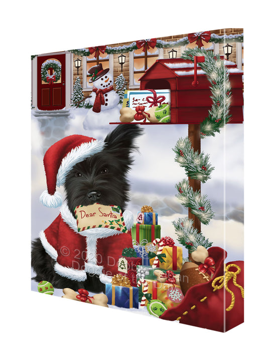 Christmas Dear Santa Mailbox Skye Terrier Dog Canvas Wall Art - Premium Quality Ready to Hang Room Decor Wall Art Canvas - Unique Animal Printed Digital Painting for Decoration CVS277
