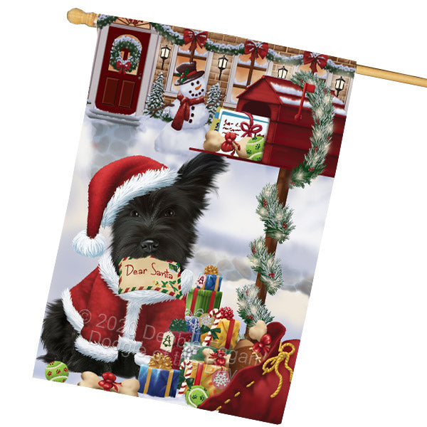 Christmas Dear Santa Mailbox Skye Terrier Dog House Flag Outdoor Decorative Double Sided Pet Portrait Weather Resistant Premium Quality Animal Printed Home Decorative Flags 100% Polyester FLG69089