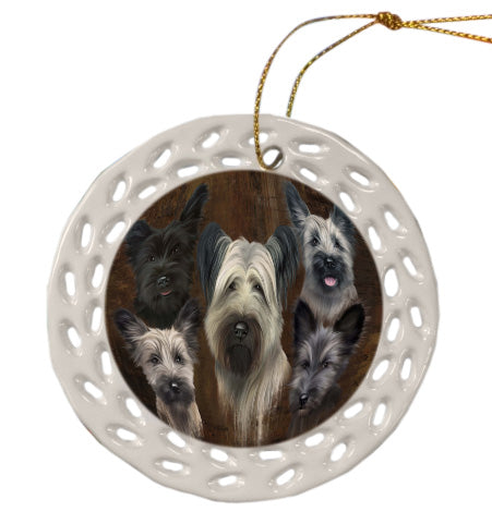 Rustic 5 Heads Skye Terrier Dogs Doily Ornament DPOR58669