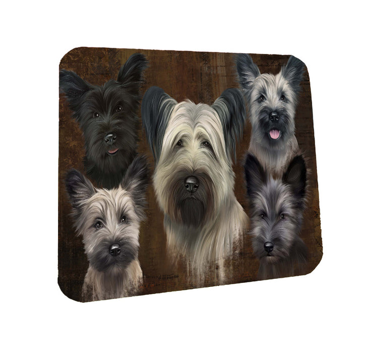 Rustic 5 Heads Skye Terrier Dogs Coasters Set of 4 CSTA58257