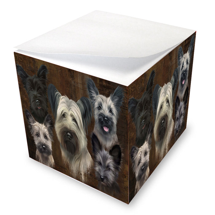 Rustic 5 Heads Skye Terrier Dogs Note Cube NOC-DOTD-A57298
