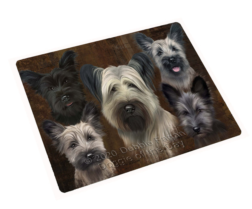 Rustic 5 Heads Skye Terrier Dogs Cutting Board - For Kitchen - Scratch & Stain Resistant - Designed To Stay In Place - Easy To Clean By Hand - Perfect for Chopping Meats, Vegetables