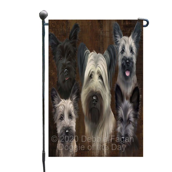 Rustic 5 Heads Skye Terrier Dogs Garden Flags Outdoor Decor for Homes and Gardens Double Sided Garden Yard Spring Decorative Vertical Home Flags Garden Porch Lawn Flag for Decorations