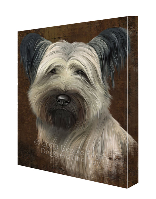 Rustic Skye Terrier Dog Canvas Wall Art - Premium Quality Ready to Hang Room Decor Wall Art Canvas - Unique Animal Printed Digital Painting for Decoration CVS214