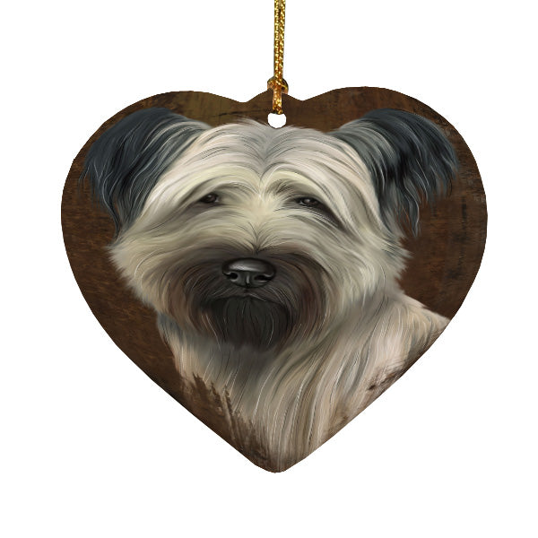 Rustic Skye Terrier Dog Heart Christmas Ornament HPORA58985