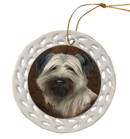 Rustic Skye Terrier Dog Doily Ornament DPOR58636
