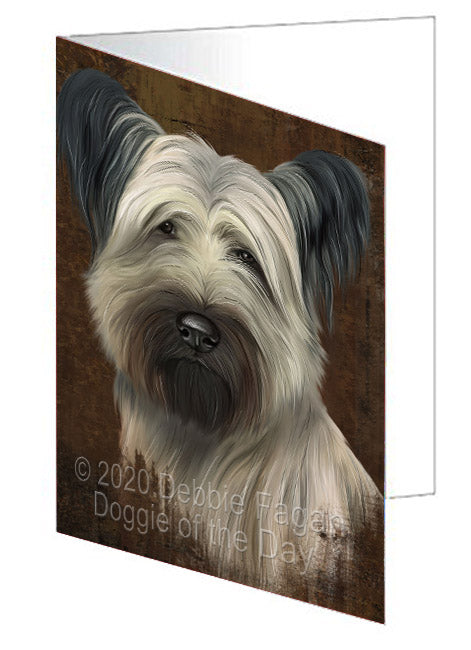 Rustic Skye Terrier Dog Handmade Artwork Assorted Pets Greeting Cards and Note Cards with Envelopes for All Occasions and Holiday Seasons