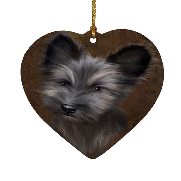 Rustic Skye Terrier Dog Heart Christmas Ornament HPORA58986