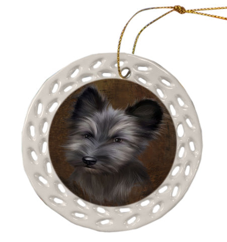Rustic Skye Terrier Dog Doily Ornament DPOR58637