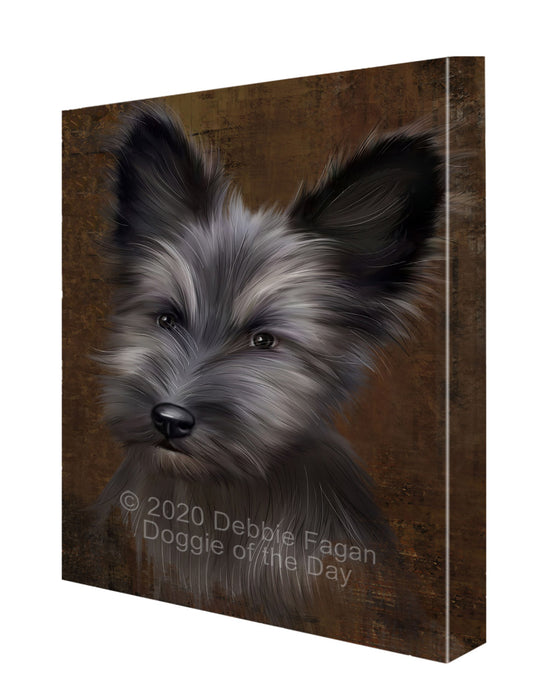Rustic Skye Terrier Dog Canvas Wall Art - Premium Quality Ready to Hang Room Decor Wall Art Canvas - Unique Animal Printed Digital Painting for Decoration CVS215