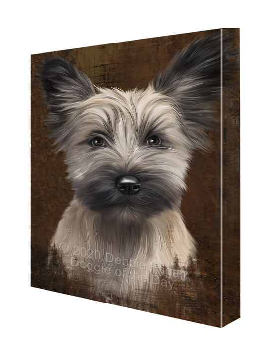 Rustic Skye Terrier Dog Canvas Wall Art - Premium Quality Ready to Hang Room Decor Wall Art Canvas - Unique Animal Printed Digital Painting for Decoration CVS216
