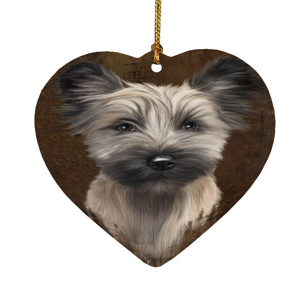 Rustic Skye Terrier Dog Heart Christmas Ornament HPORA58987