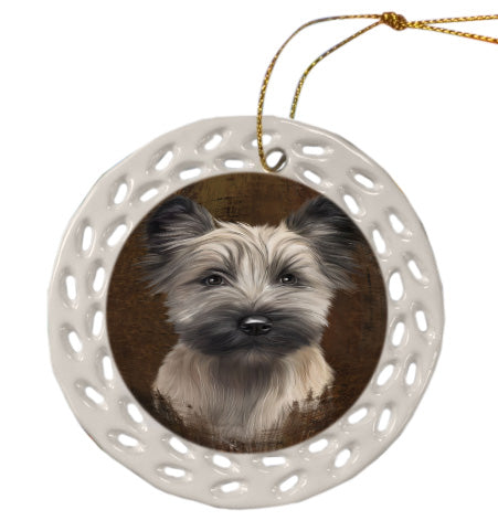 Rustic Skye Terrier Dog Doily Ornament DPOR58638