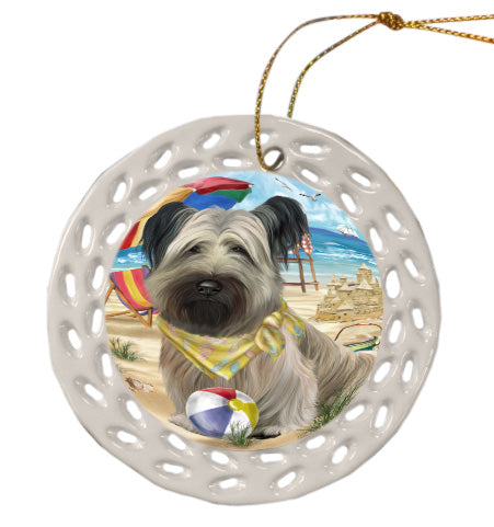 Pet Friendly Beach Skye Terrier Dog Doily Ornament DPOR58575