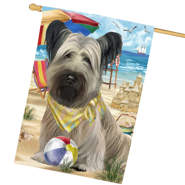 Pet Friendly Beach Skye Terrier Dog House Flag Outdoor Decorative Double Sided Pet Portrait Weather Resistant Premium Quality Animal Printed Home Decorative Flags 100% Polyester FLG68933