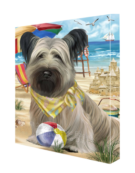 Pet Friendly Beach Skye Terrier Dog Canvas Wall Art - Premium Quality Ready to Hang Room Decor Wall Art Canvas - Unique Animal Printed Digital Painting for Decoration CVS169