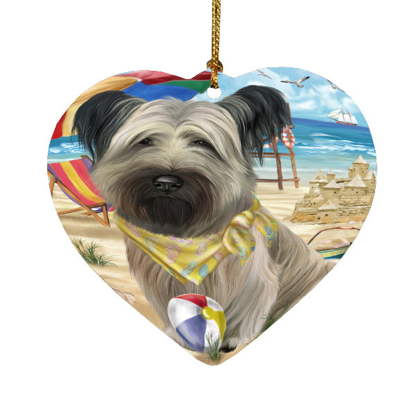Pet Friendly Beach Skye Terrier Dog  Heart Christmas Ornament HPORA58924
