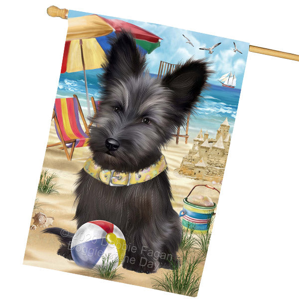 Pet Friendly Beach Skye Terrier Dog House Flag Outdoor Decorative Double Sided Pet Portrait Weather Resistant Premium Quality Animal Printed Home Decorative Flags 100% Polyester FLG68934