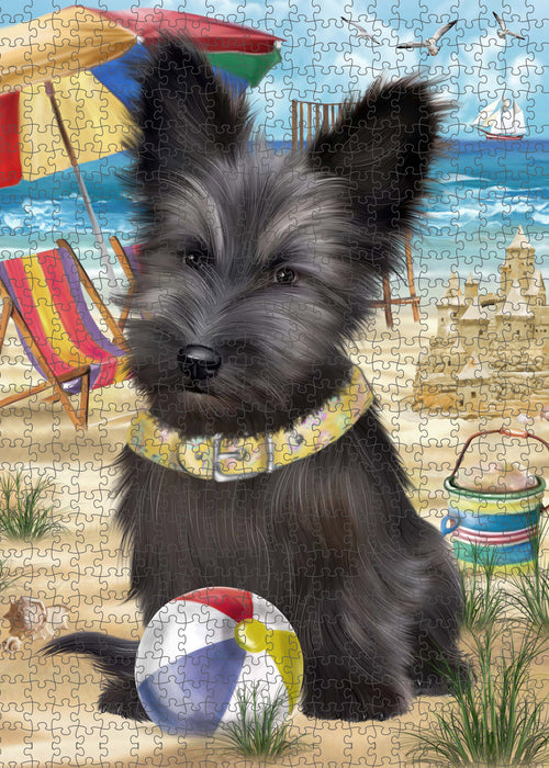 Pet Friendly Beach Skye Terrier Dog Portrait Jigsaw Puzzle for Adults Animal Interlocking Puzzle Game Unique Gift for Dog Lover's with Metal Tin Box PZL465