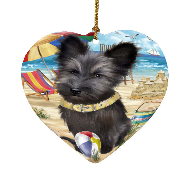 Pet Friendly Beach Skye Terrier Dog  Heart Christmas Ornament HPORA58925