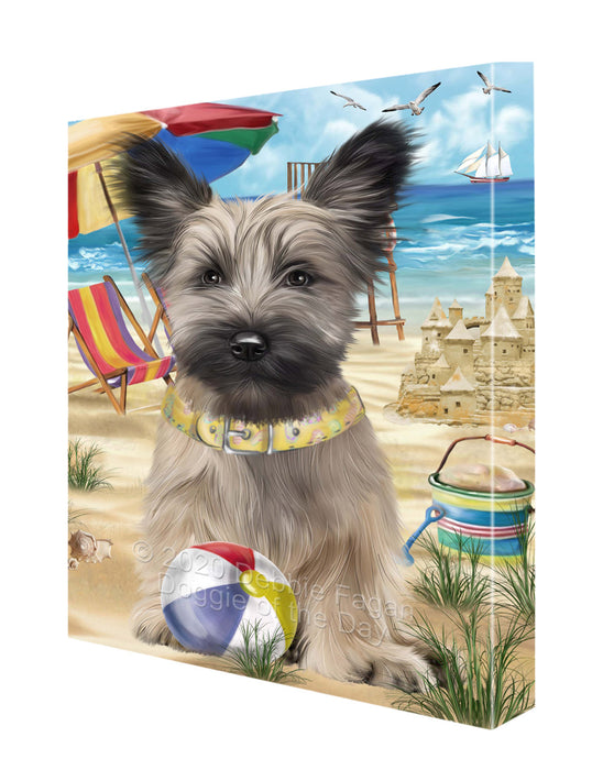 Pet Friendly Beach Skye Terrier Dog Canvas Wall Art - Premium Quality Ready to Hang Room Decor Wall Art Canvas - Unique Animal Printed Digital Painting for Decoration CVS171
