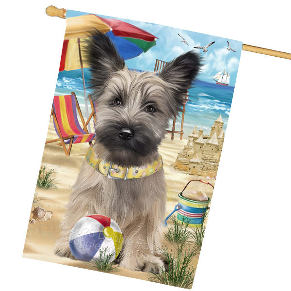 Pet Friendly Beach Skye Terrier Dog House Flag Outdoor Decorative Double Sided Pet Portrait Weather Resistant Premium Quality Animal Printed Home Decorative Flags 100% Polyester FLG68935