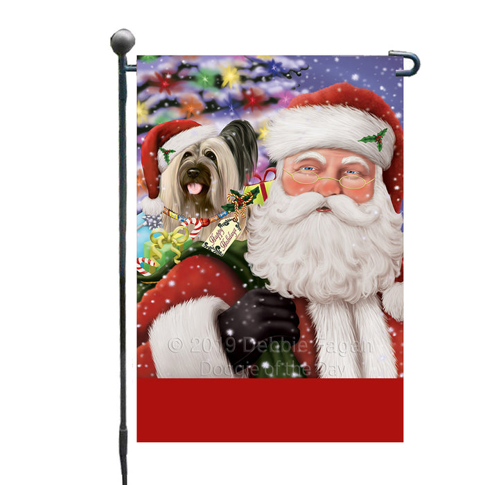Personalized Santa Carrying Skye Terrier Dog and Christmas Presents Custom Garden Flag GFLG63836