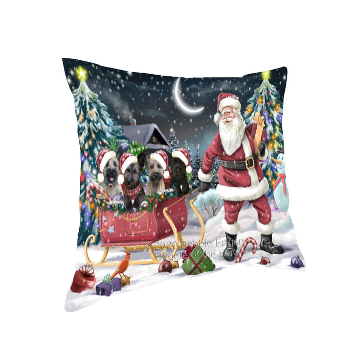 Christmas Santa Sled Skye Terrier Dogs Pillow with Top Quality High-Resolution Images - Ultra Soft Pet Pillows for Sleeping - Reversible & Comfort - Ideal Gift for Dog Lover - Cushion for Sofa Couch Bed - 100% Polyester